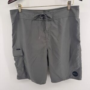 ONeill Mens Gray‎ Cargo Board Shorts Swim Trunks Size 33 Solid Quick Dry Surf